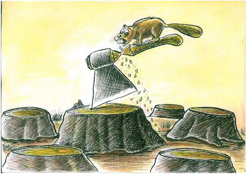 Cartoon: rodent (medium) by vadim siminoga tagged ecology,forest,nature,beavers,corruption,air,health