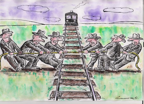 Cartoon: world powers (medium) by vadim siminoga tagged politics,elections,deputies,trains,power,communication