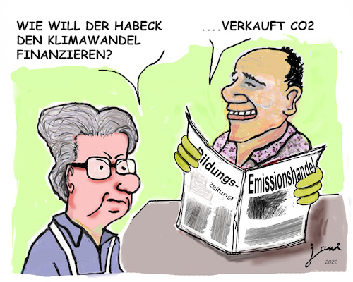 Cartoon: Emissionshandel (medium) by jpn tagged emission,co2,umwelt,klimawandel,habeck