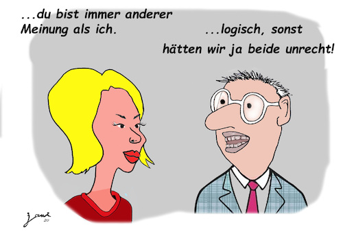 Cartoon: gleiche Meinung (medium) by jpn tagged beziehung,meinung,paare,ich,und,du