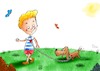 Cartoon: CHILDREN and ANIMALS (small) by Orhan ATES tagged children,animals,love,humanity,dog,world,human