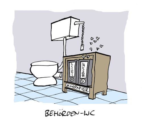 Cartoon: Amtlich (medium) by Bregenwurst tagged wc,klopapier,behörde,aktenordner
