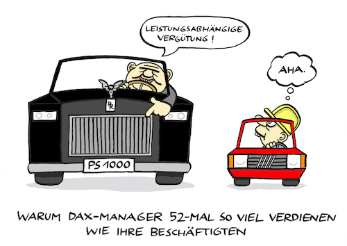 Cartoon: Daxleistung (medium) by Bregenwurst tagged manager,dax,vorstandsvergütung,ungleichheit,leistung,fiat