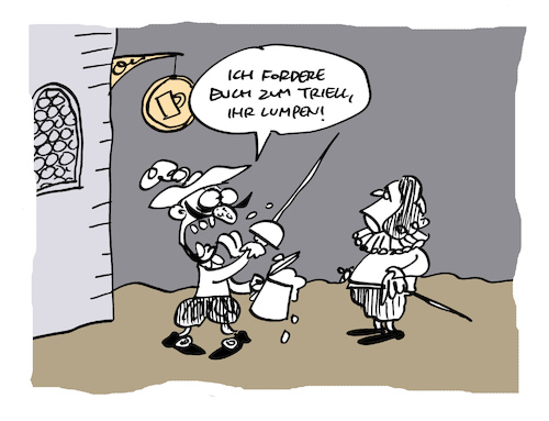 Cartoon: Doppelt (medium) by Bregenwurst tagged triell,duell,degen,alkohol,diplopie