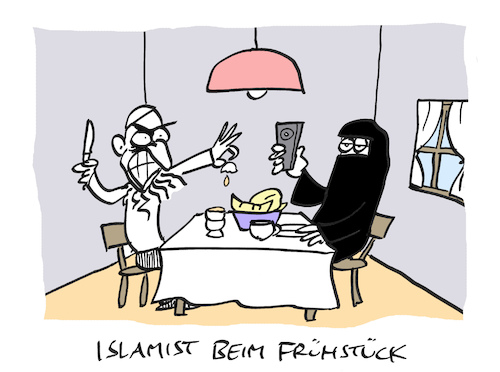 Cartoon: Eiatollah (medium) by Bregenwurst tagged islamismus,frühstück,köpfen
