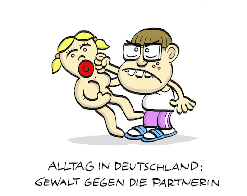 Cartoon: He too (medium) by Bregenwurst tagged gewalt,frauen,misshandlung,gummipuppe,beziehung,paare