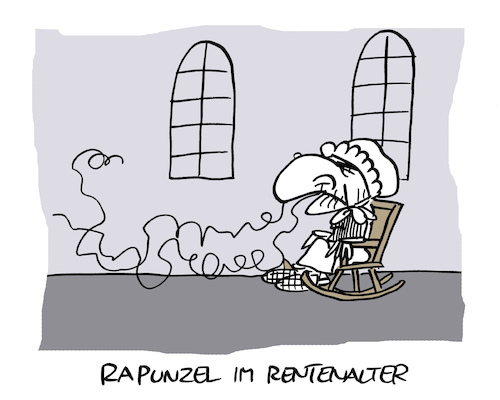 Cartoon: Herablassung (medium) by Bregenwurst tagged rapunzel,rente,nasenhaare,märchen