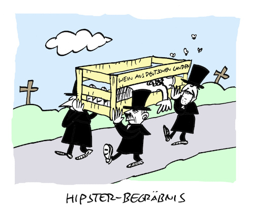 Cartoon: HIP (medium) by Bregenwurst tagged hipster,weinkiste,sarg,begräbnis,beerdigung,tod