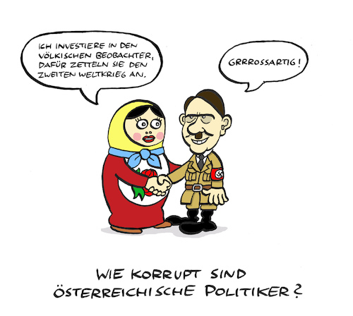 Cartoon: Korruptionsführer (medium) by Bregenwurst tagged österreich,fpö,strache,korruption,oligarchin,hitler,matroschka
