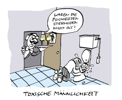 Cartoon: Männchen (medium) by Bregenwurst tagged männlichkeit,mann,toxisch,stierhoden