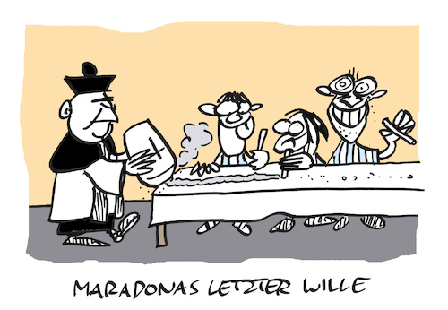 Cartoon: Maradonatio (medium) by Bregenwurst tagged maradona,tod,kokain,fußball