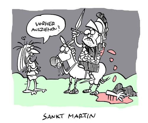 Cartoon: Martin (medium) by Bregenwurst tagged sankt,martin,mantel,teilung,arm,ab