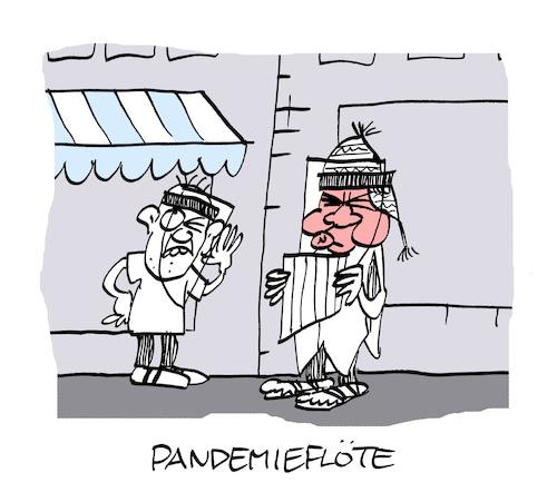 Cartoon: Panne (medium) by Bregenwurst tagged coronavirus,pandemie,gesichtsschutz,visier,panflöte
