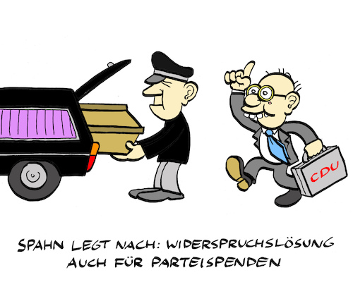 Cartoon: Parteispendenlösung (medium) by Bregenwurst tagged widerspruchslösung,organspenden,spahn,parteispenden
