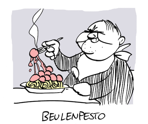 Cartoon: Pestös (medium) by Bregenwurst tagged pesto,nudeln,pasta,beulenpest