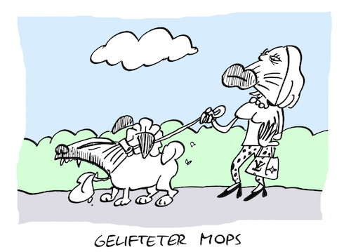 Cartoon: Plastik (medium) by Bregenwurst tagged mops,hund,lifting,schönheitschirurgie,falten
