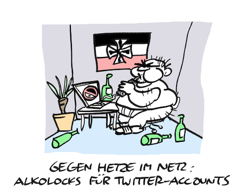 Cartoon: Puste (medium) by Bregenwurst tagged alkolock,hetze,internet,trolle,wutbürger,alkohol,wegfahrsperre