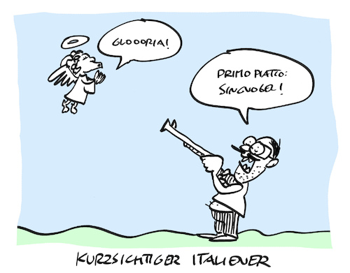 Cartoon: Sang (medium) by Bregenwurst tagged singvogel,italiener,jagd,engel