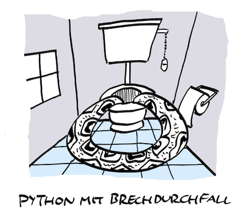 Cartoon: Schlingung (medium) by Bregenwurst tagged python,brechdurchfall,infekt,virus,magen,darm