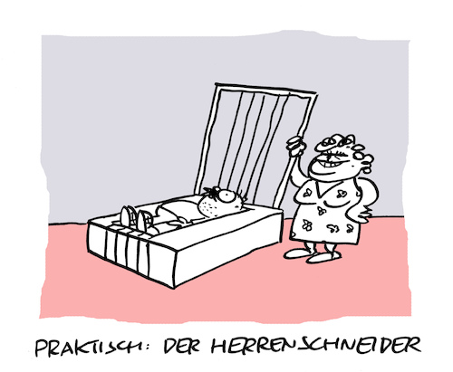 Cartoon: Schnitt (medium) by Bregenwurst tagged herrenschneider,eierschneider,haushalt,ehegattensplitting