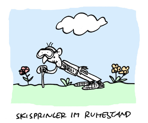 Cartoon: Springreis (medium) by Bregenwurst tagged skispringen,greis,ruhestand,wintersport