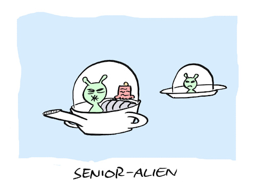 Cartoon: Tassen (medium) by Bregenwurst tagged ufo,untertasse,schnabeltasse,rentner,senior