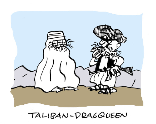 Cartoon: Transliban (medium) by Bregenwurst tagged burka,taliban,dragqueen,travestie,bart
