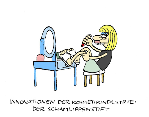 Cartoon: Verschönerung (medium) by Bregenwurst tagged lippenstift,kosmetik,schminke,schönheit,mode