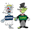 Cartoon: Traumhochzeit (small) by Bregenwurst tagged karstadt,kaufhof,fusion,einzelhandel