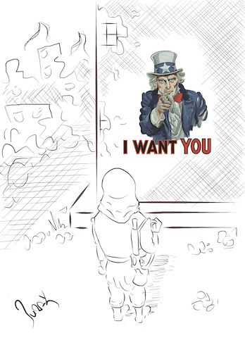 Cartoon: I want you ! (medium) by bakcagun tagged usa,syria,terrorism