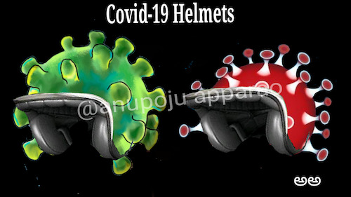 Cartoon: Corona Helmets. (medium) by APPARAO ANUPOJU tagged corona,helmets