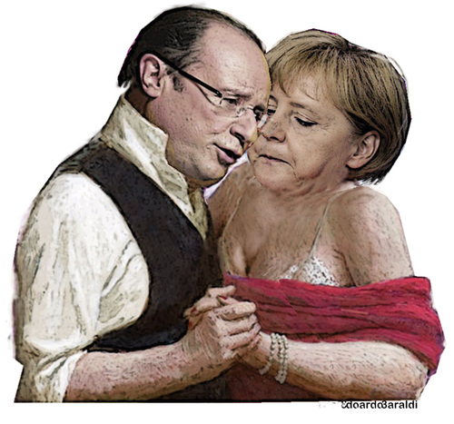 Cartoon: BALLO (medium) by edoardo baraldi tagged hollande,merkel,berlin