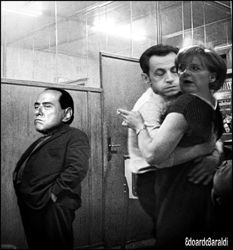 Cartoon: CU CU (medium) by edoardo baraldi tagged berlusconi,merkel,sarkozy,cu