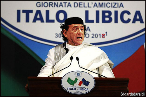 Cartoon: RAIS (medium) by edoardo baraldi tagged berlusconi,gheddafi,libia