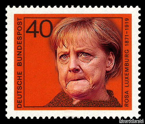 Cartoon: Rosa Luxemburg (medium) by edoardo baraldi tagged merkel
