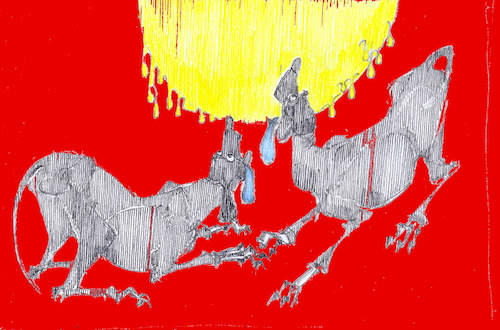 Cartoon: Hundstage (medium) by herranderl tagged waldbrand,fischsterben,ernteausfälle,jahrtausendsommer,hitzewelle