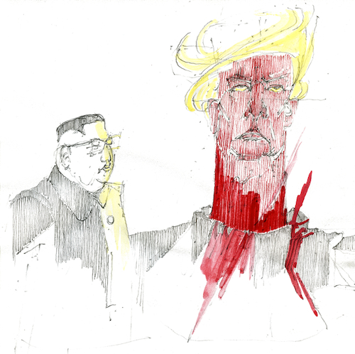 Cartoon: Un-Behagen (medium) by herranderl tagged diplomatie,meisterwerke,nordkorea,us