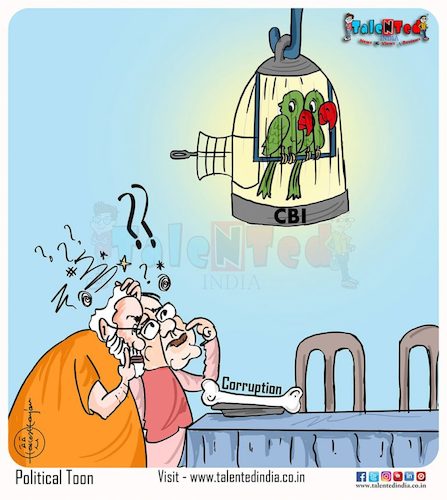 Corrupt cage officer By Talented India | Politics Cartoon | TOONPOOL