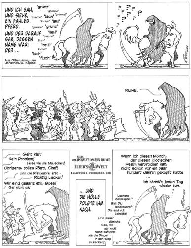 Cartoon: Neues vom apokalyptischen Reiter (medium) by FliersWelt tagged apokalyptischer,reiter,hölle