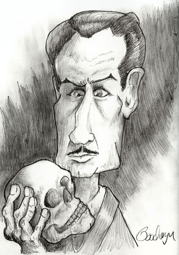 Cartoon: Vincent Price (medium) by Goodwyn tagged hand,halloween,skull,price,vincent