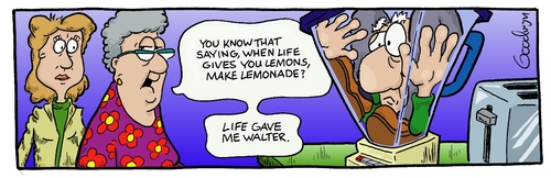 Cartoon: Walterade (medium) by Goodwyn tagged lemonade,lemon,toaster,kitchen,man,woman,blender