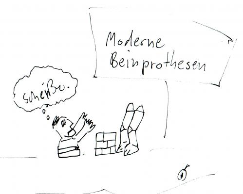 Cartoon: die wege des herrn ... (medium) by Der Apfel tagged handicaped,behindert,tragisch,beine,prothesen