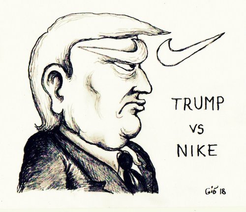 Cartoon: Trump vs Nike (medium) by giorabu tagged trump,nike,kaepernick