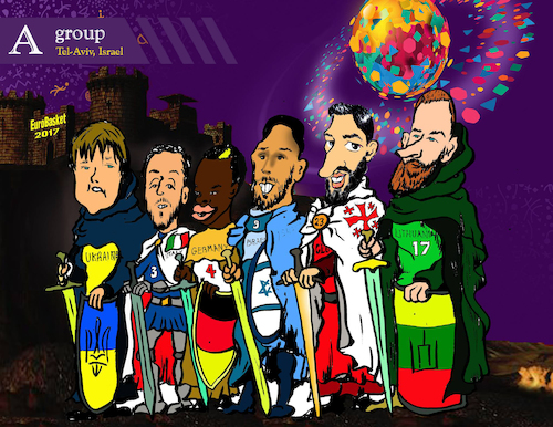 Cartoon: Eurobasket (medium) by bebetokaspi tagged shengelia,belinelli,schroder,fesenko,valancunas