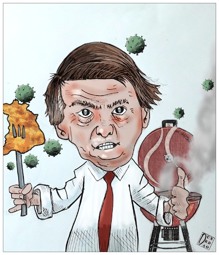 Cartoon: BB barbeque-bolsonaro. (medium) by Christi tagged bolsonaro,brasile,barbeque,covid,coronavirus