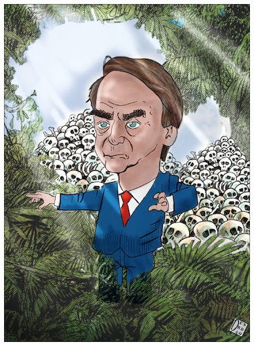 Cartoon: Coronavirus in Amazzonia (medium) by Christi tagged bolsonaro,brasile,amazzonia,indios,coronavirus