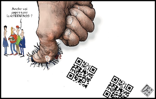 Cartoon: Greenpeace pass (medium) by Christi tagged europa,greenpeace,pass,discriminazione,carta,verde