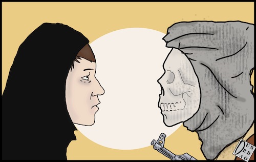 Cartoon: Guardare in faccia (medium) by Christi tagged donne,intervista,giornalista,talebani,kabul