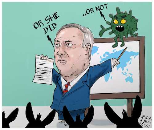 Cartoon: Pompeo si contraddice (medium) by Christi tagged pompeo,whuan,coronavirus,cina,usa