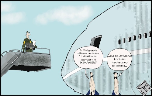 Cartoon: Protasevich free (medium) by Christi tagged protasevich,lumaste,ko,aereo,plani,giornalista,opposizione